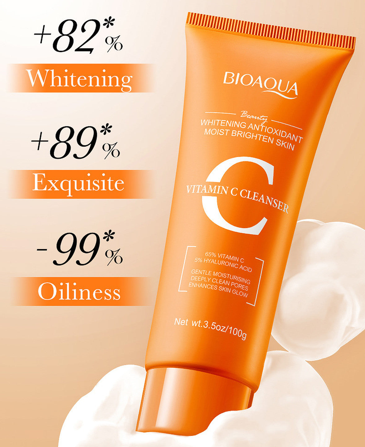 Vitamin C Facial Cleanser with Hyaluronic Acid - Antioxidant Deep Clean 100g