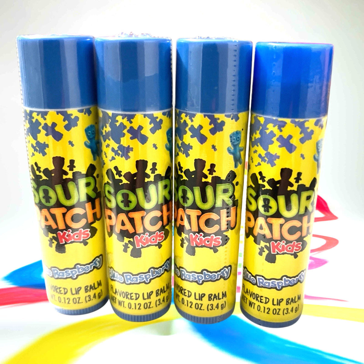 Blue Raspberry Lip Balm Set - Sour Patch Kids Candy Flavored, 4 Tubes