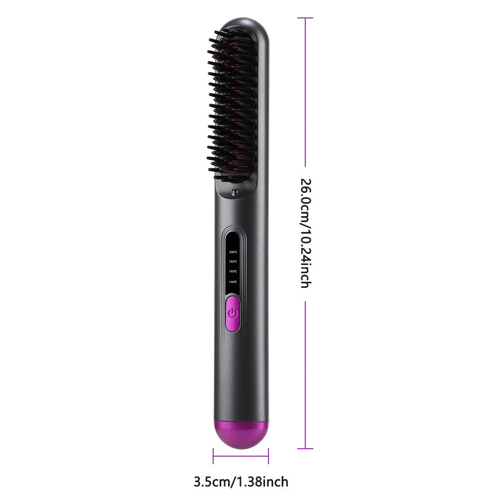 Portable USB Rechargeable Hair Straightening Comb with 4 Heat Levels