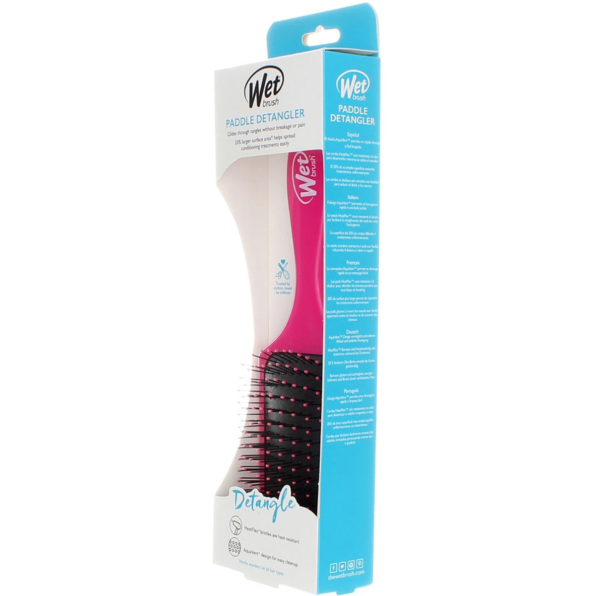 Wet Brush Paddle Detangler Hair Brush - Pink, Gentle Knot Tamer