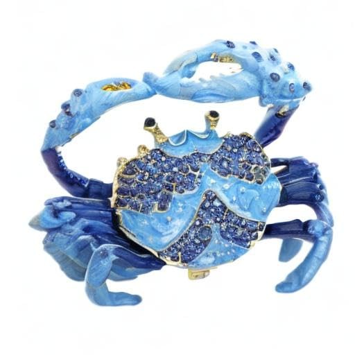 Crab Jewelry Trinket Box with Rhinestones, Decorative Animal Jewelry Storage