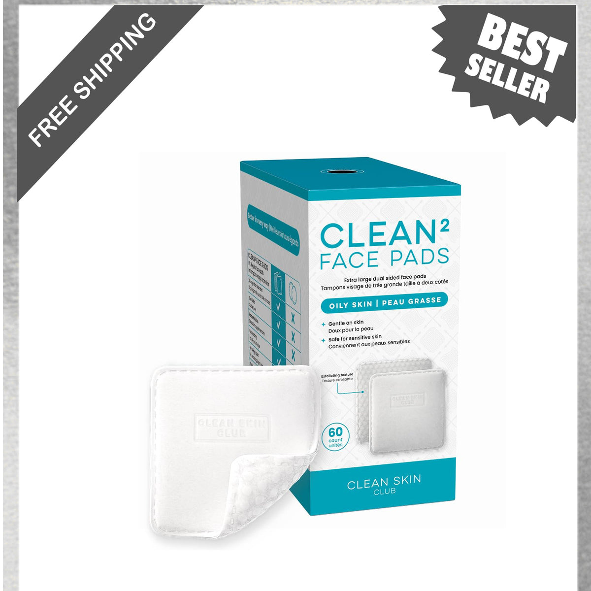 Extra Large Dual-Sided Blemish Control Face Pads for Sensitive Skin