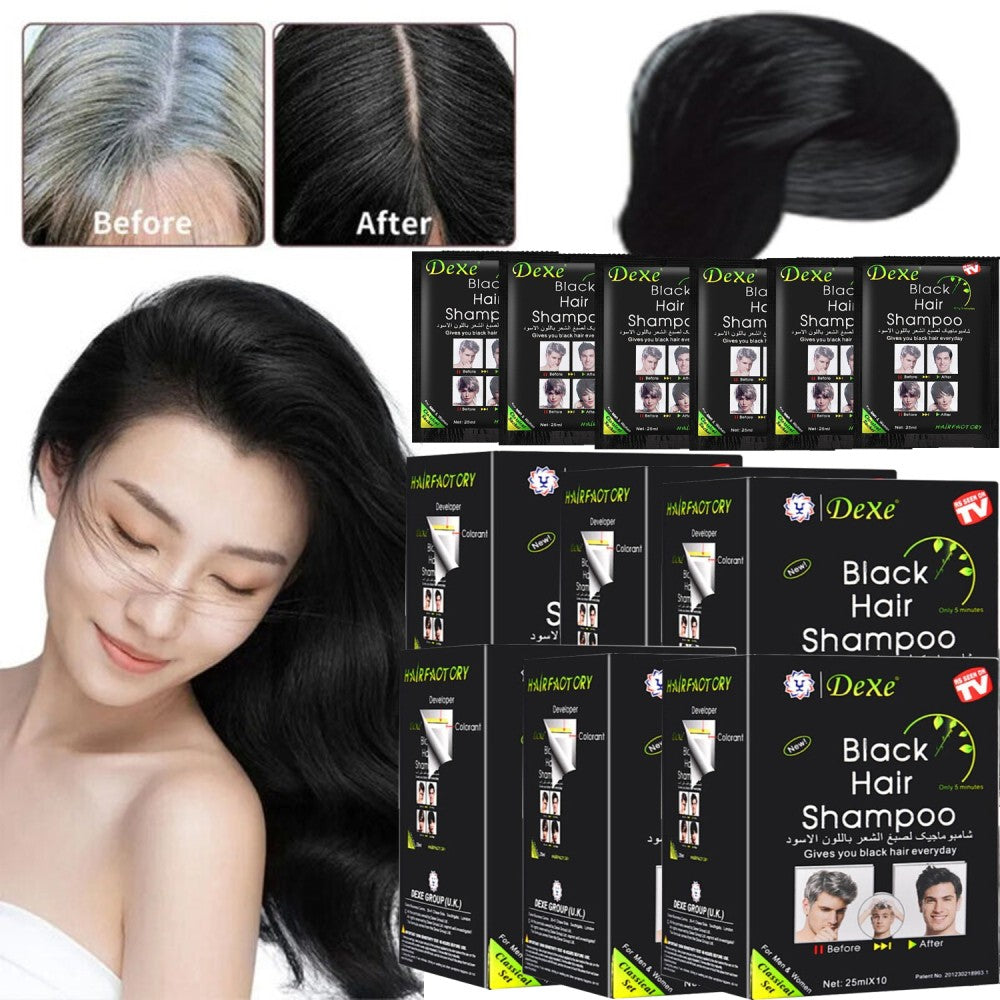 Black Hair Dye Shampoo - Natural Herbal Formula