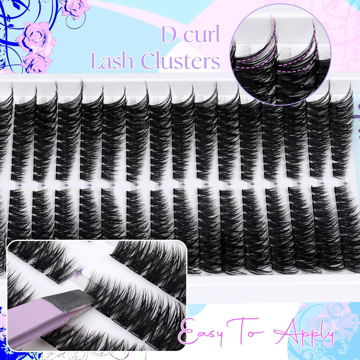 Individual Lash Clusters 320 Pcs Black Cat Eye Style Eyelash Extensions