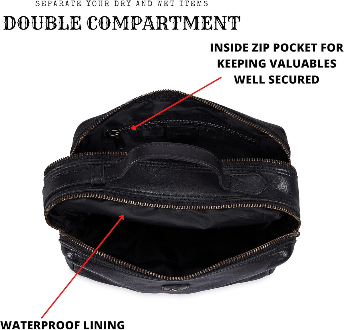 Real Leather Toiletry Bag Dopp Kit for Men Women Travel Organizer