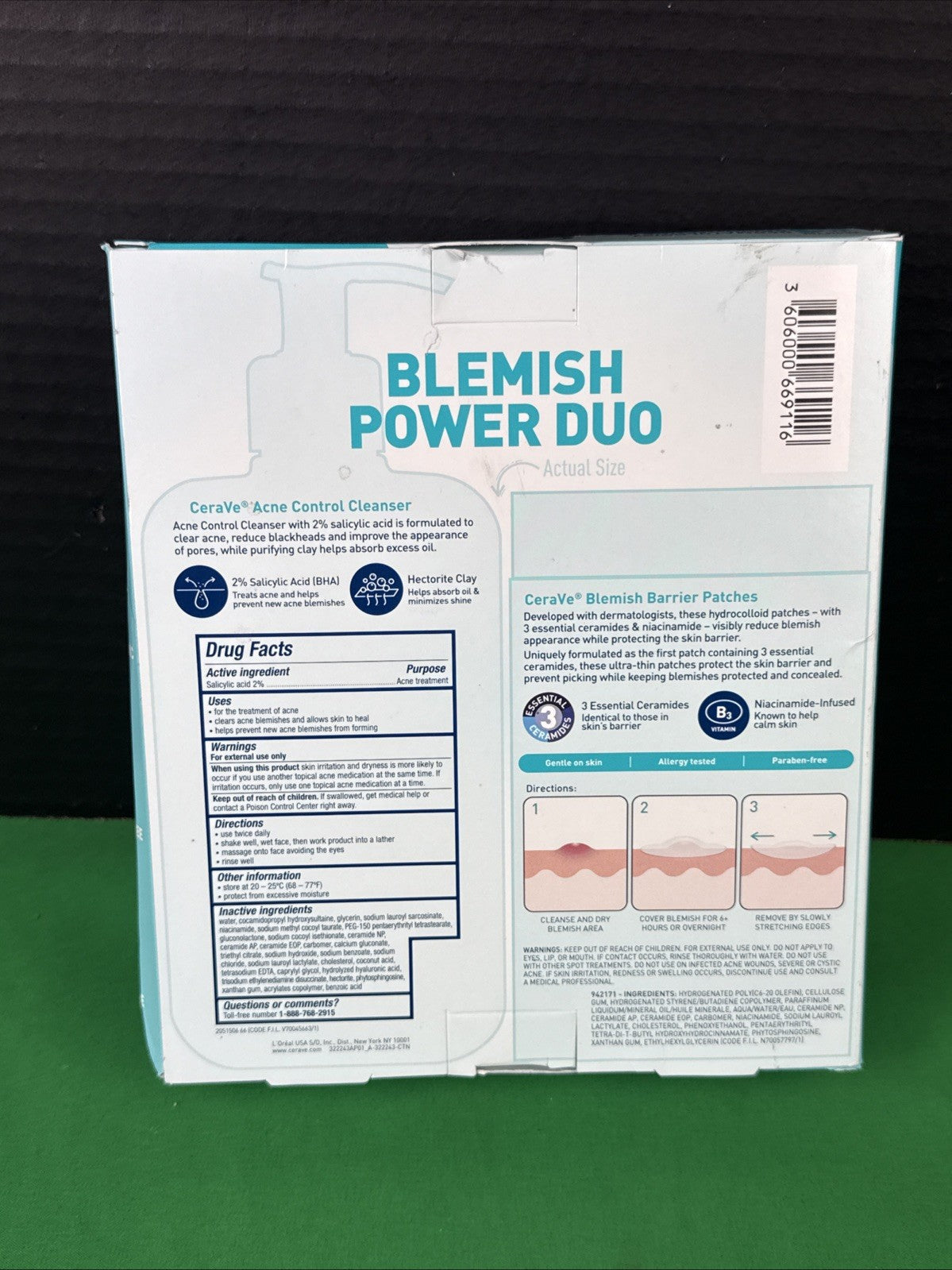 CeraVe Acne Control Cleanser & Blemish Barrier Patches Set - Dermatologist Developed