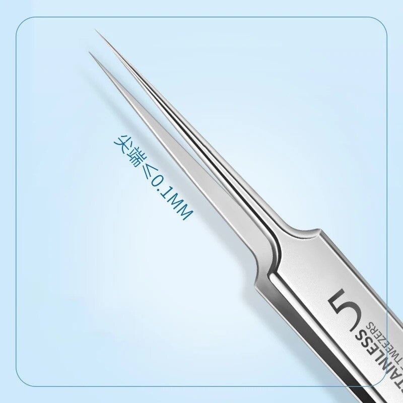 Blackhead Remover Tweezers 3-Piece Set for Acne Pimple Extraction - Stainless Steel