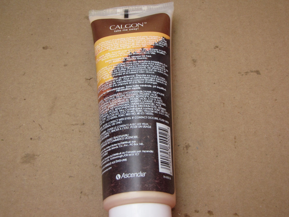2 LOT OF CALGON BRAZILIAN BEAUTY PAPAYA & ORANGE BLOSSOM 6 OZ RARE HTF
