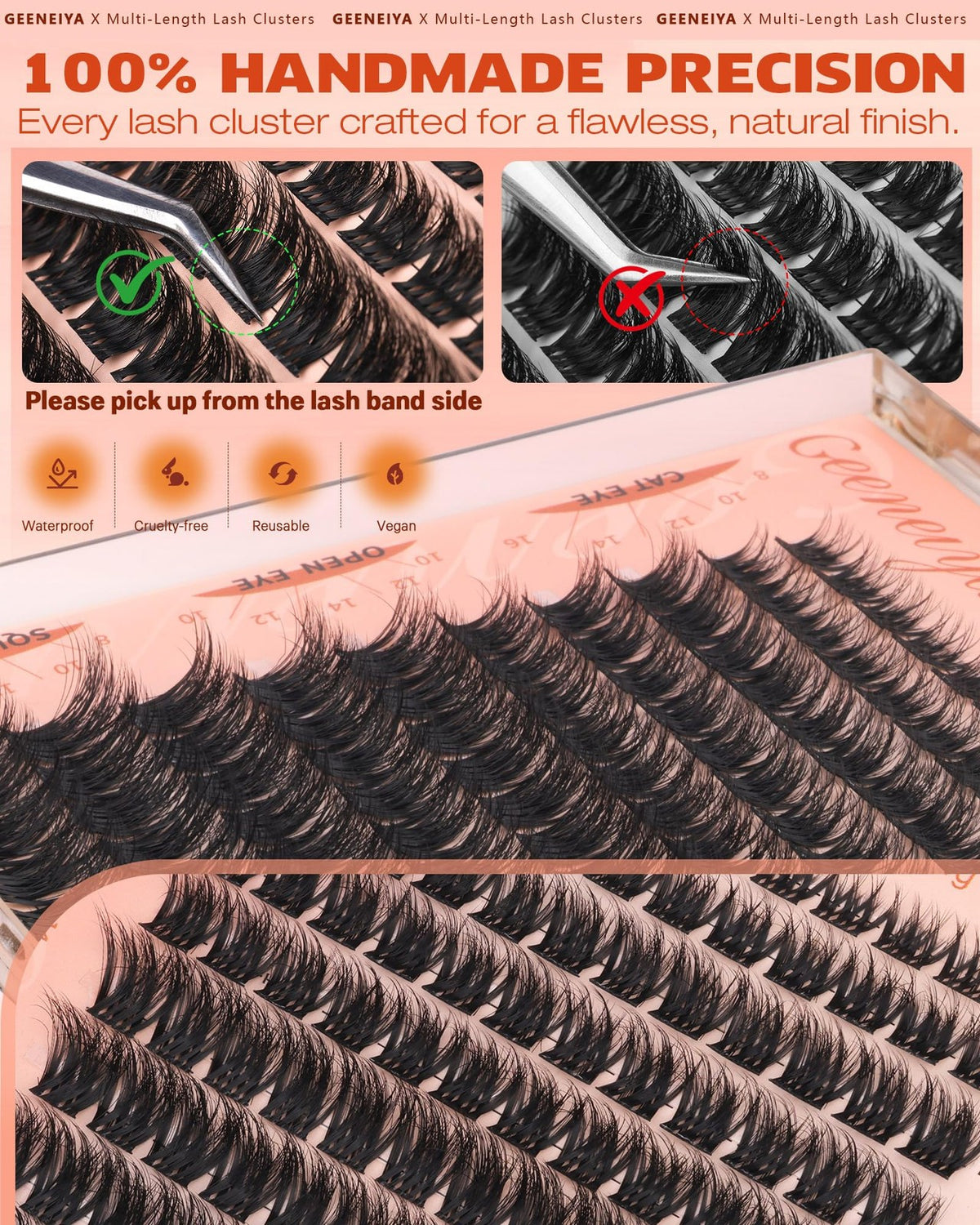Fluffy Lash Clusters 8-16mm Natural 3D Eyelash Extensions Pack of 120