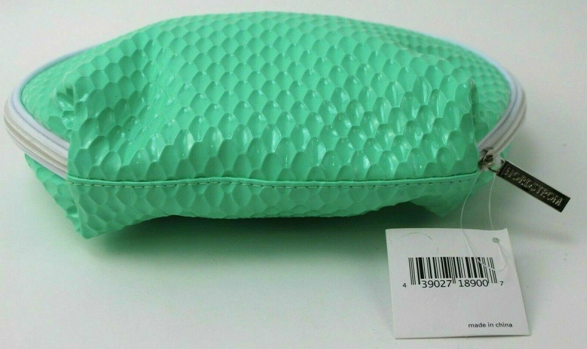 Large Green Cosmetic Travel Bag with Zipper - 10x8 Inches