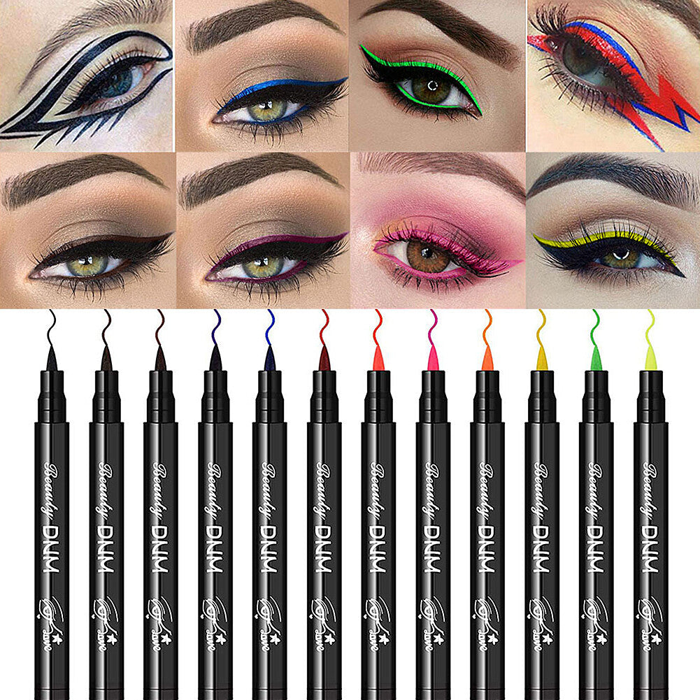 12 Colors Liquid Eyeliner Pen Set Waterproof Smudge-Proof Matte Makeup