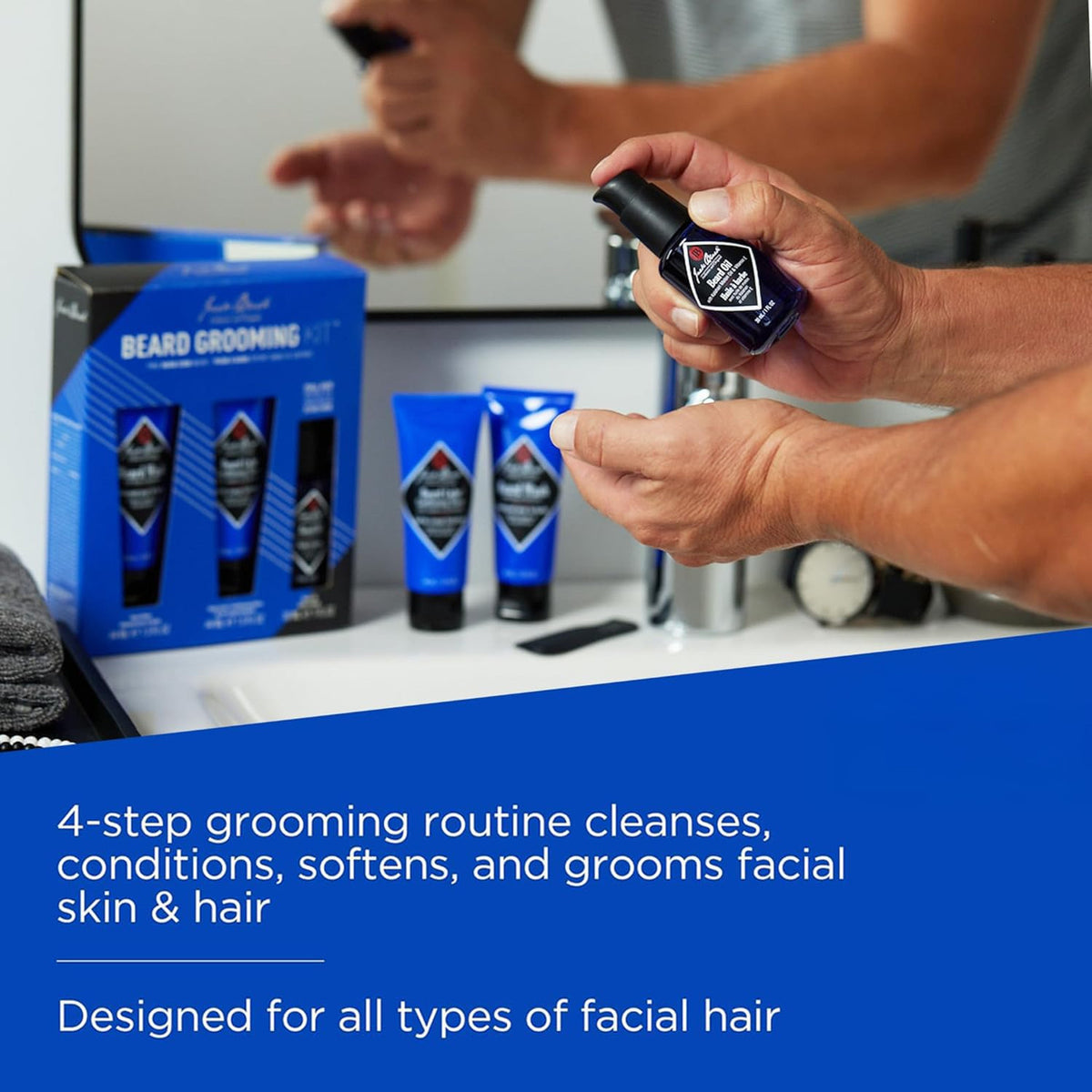 Beard Grooming Kit with Mustache Comb Scissors & Trimming Tools - Beard Care Accessories