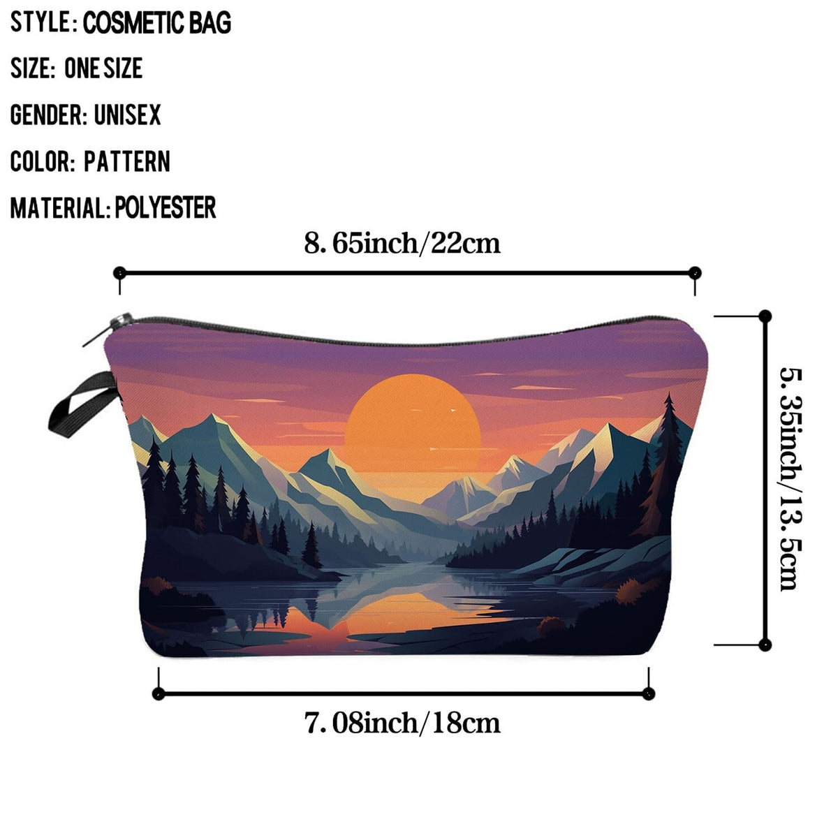 Mountain Landscape Makeup Bag Small Organizer with Zipper for Travel & Gifts