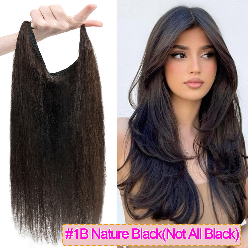Invisible Wire Clip-In Hair Extensions - 100% Remy Human Hair, Easy to Wear