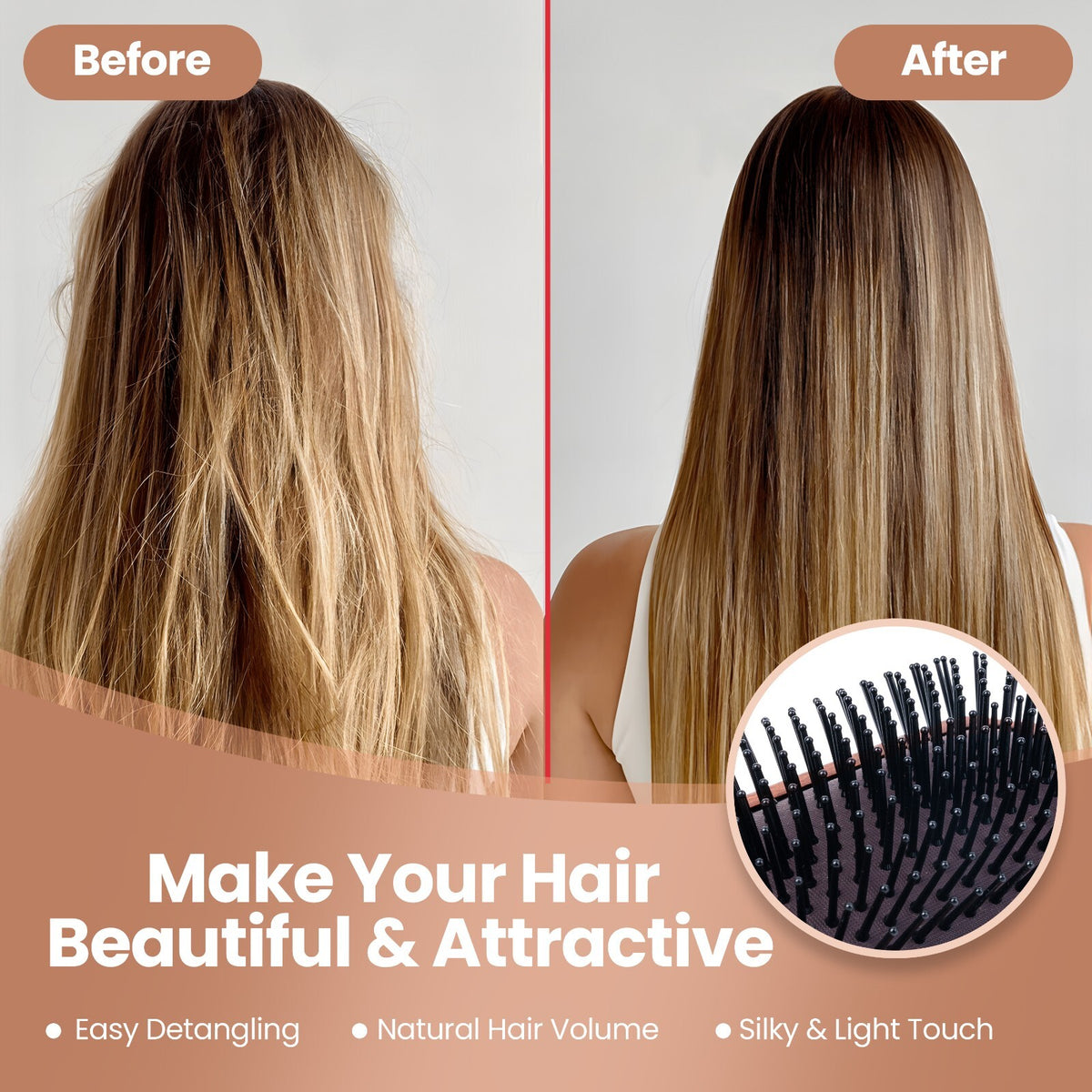 Wooden Paddle Hair Brush for Detangling & Shine - Eco-Friendly