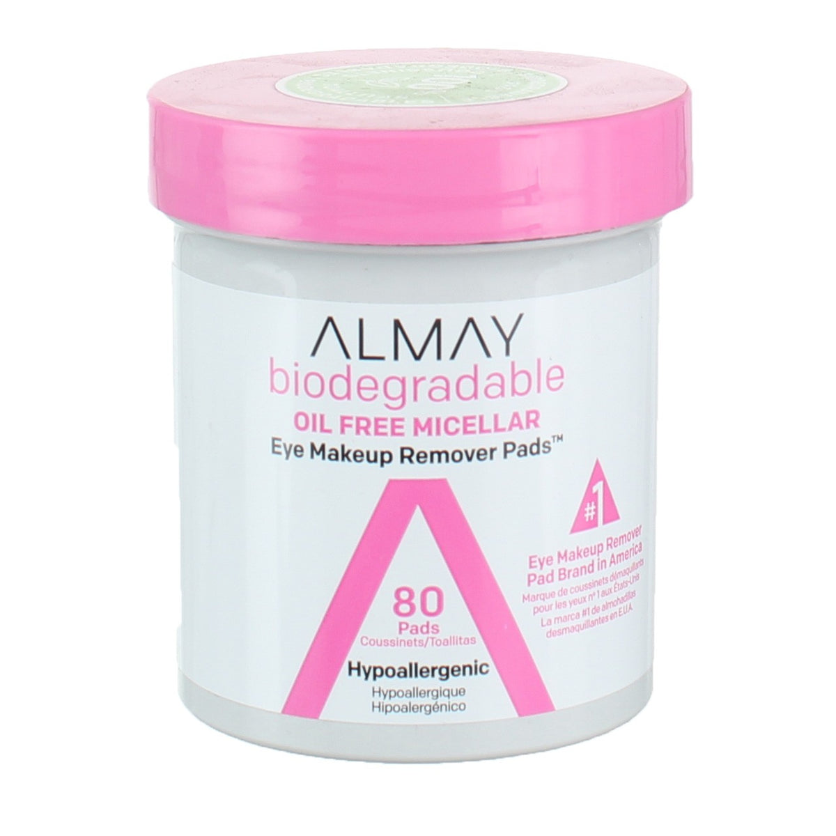 Micellar Eye Makeup Remover Pads - Biodegradable, Oil-Free, Sensitive Skin, 80 Count