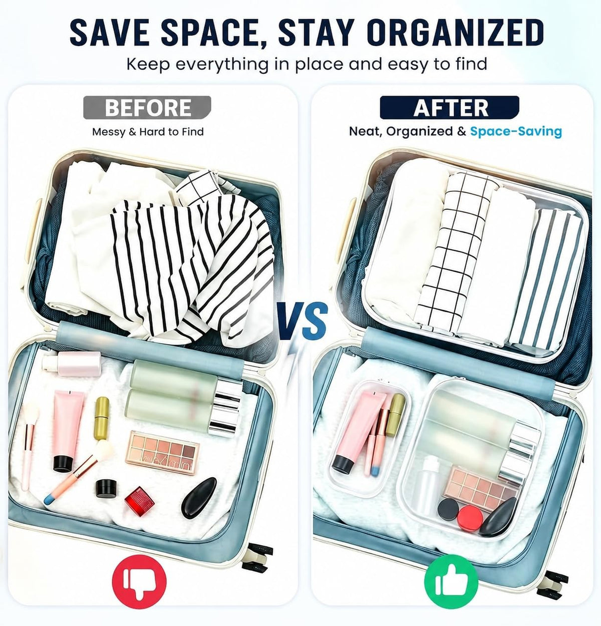 Clear Hard Shell Zipper Case Set – Portable Storage Pouch for Travel and Organization
