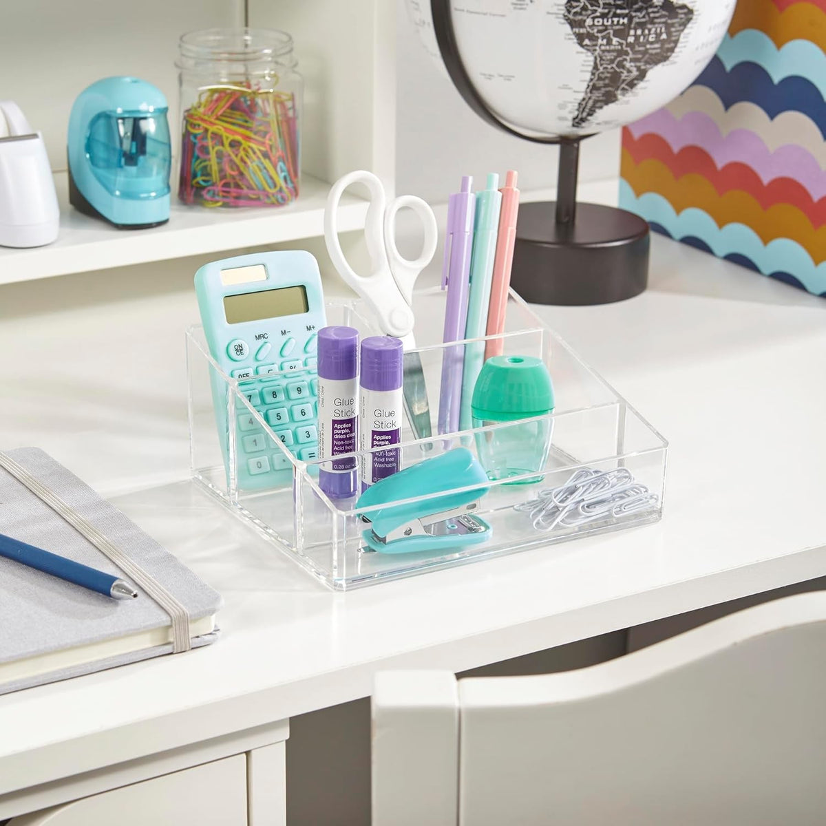 Clear Plastic Vanity Makeup Organizer with 4 Compartments - Compact Storage