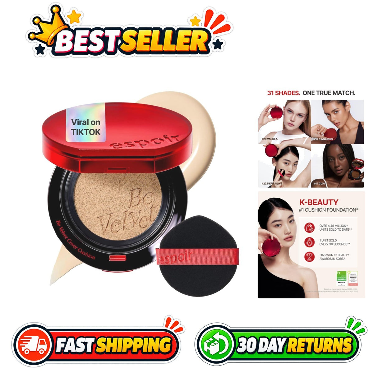 Be Velvet Cushion Foundation Fair Olive - Full Coverage, Long-Lasting