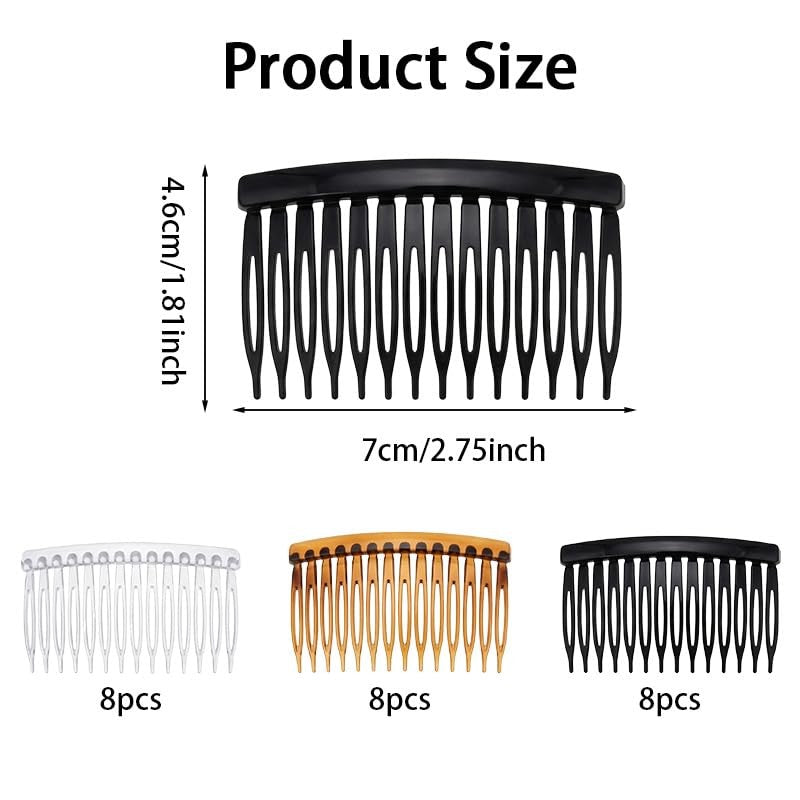 24 Pcs Hair Combs with 14 Teeth - French Side Comb for Stylish Hair Styling