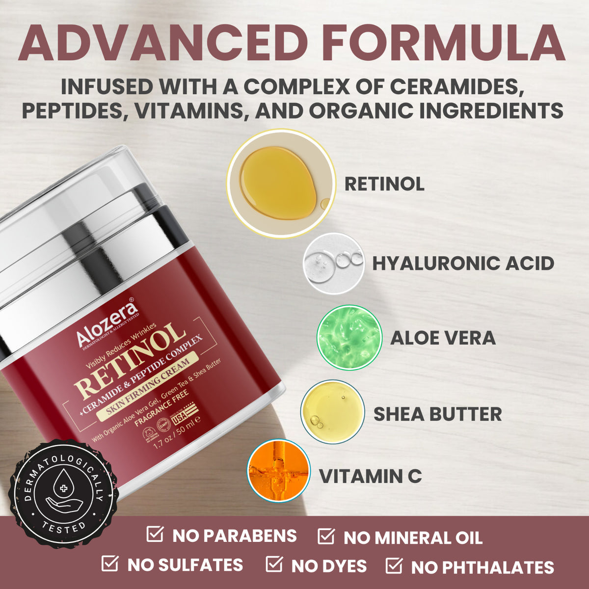 Retinol Face Cream - Anti-Aging Moisturizer, 1.7 oz