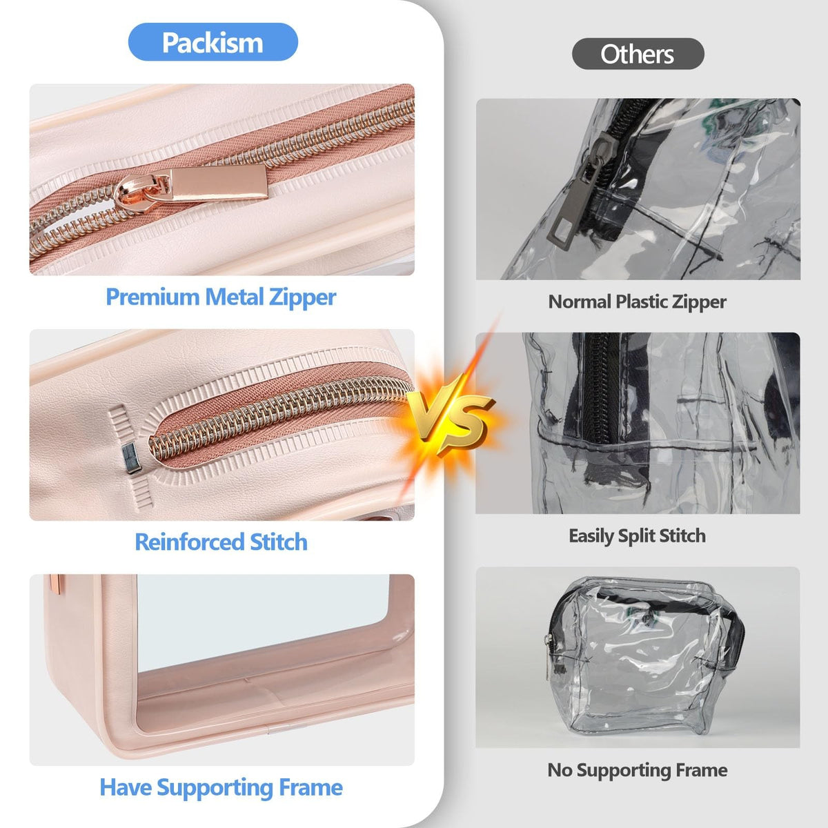 TSA Approved Clear Toiletry Bag Set - 2 Pack Travel Cosmetic Organizer