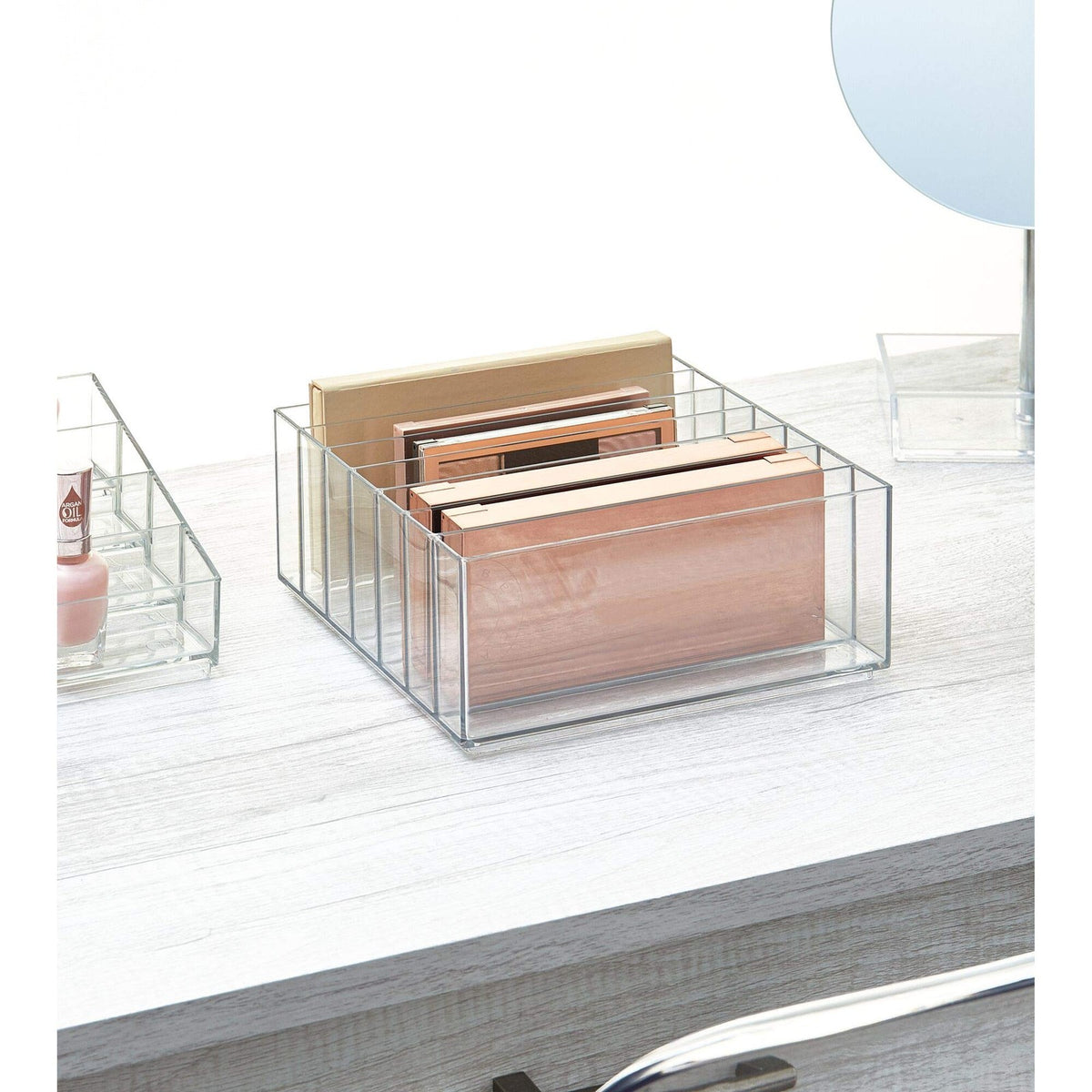 BPA-Free Plastic Makeup Organizer with 7 Compartments - Clear