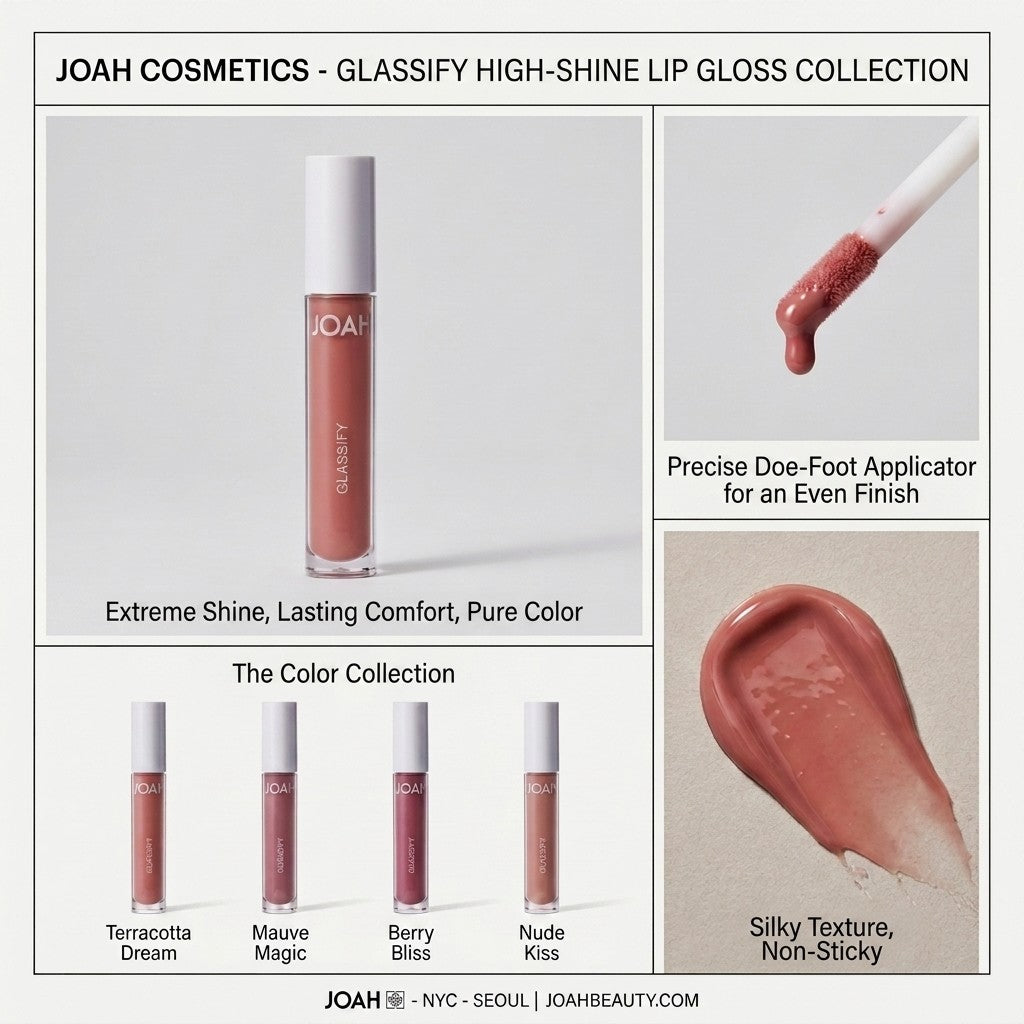 Vegan High Shine Lip Gloss with Shimmer - Non-Sticky, Moisturizing, 0.16 fl oz