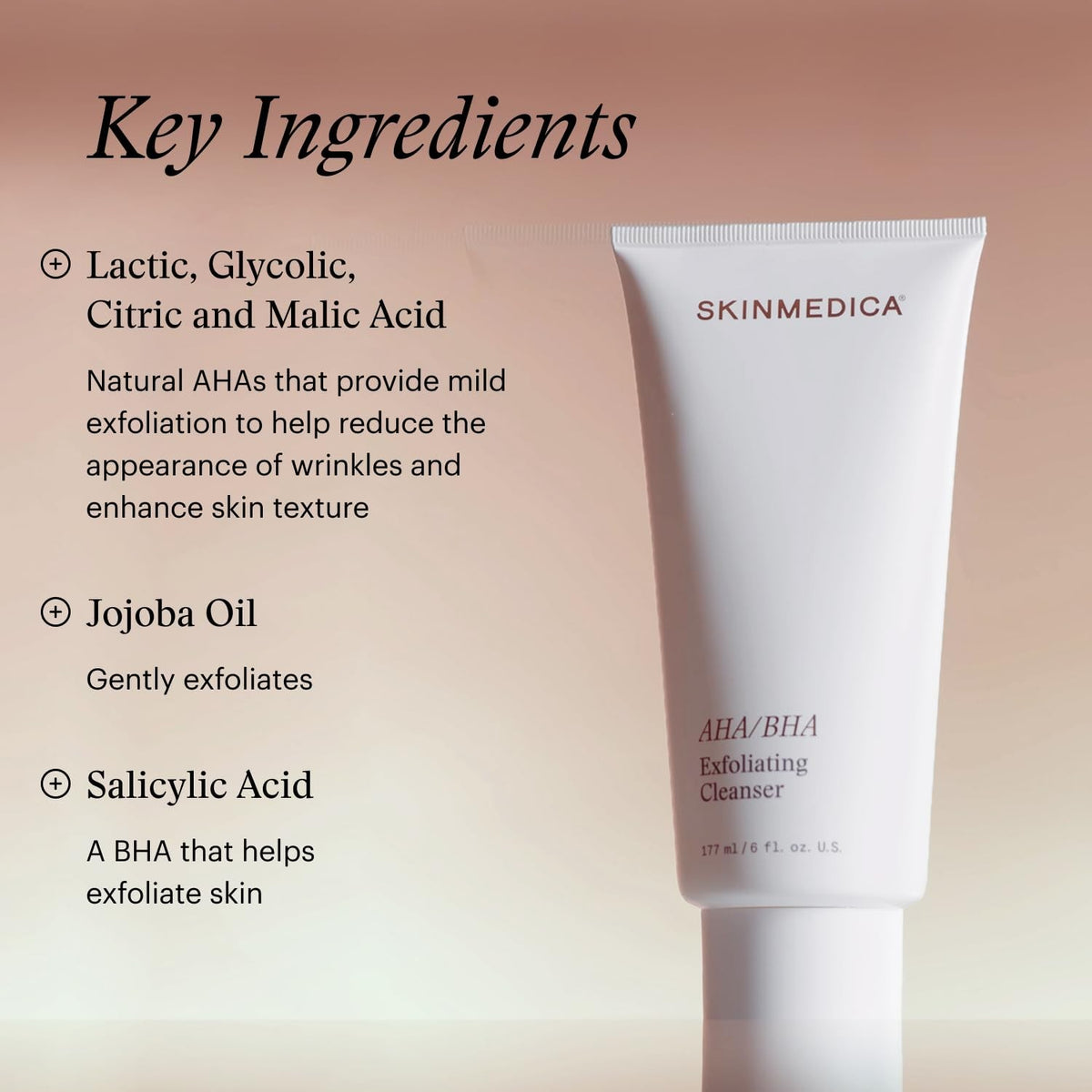 SkinMedica AHA/BHA Exfoliating Facial Cleanser 6oz - Gentle Skin Renewal