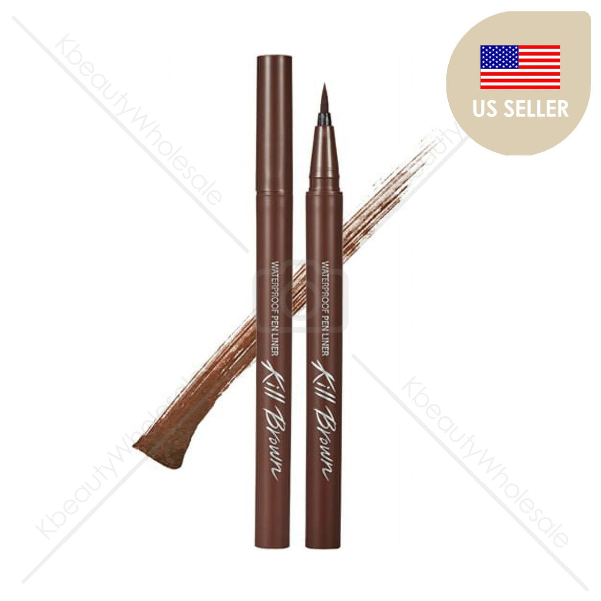 Waterproof Liquid Eyeliner Pen Set - Brown, Smudge-Proof, K-Beauty