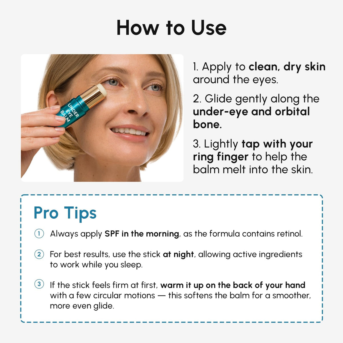 Under Eye Balm Stick with Retinol & Ceramide - Hydrating Anti-Wrinkle Skincare