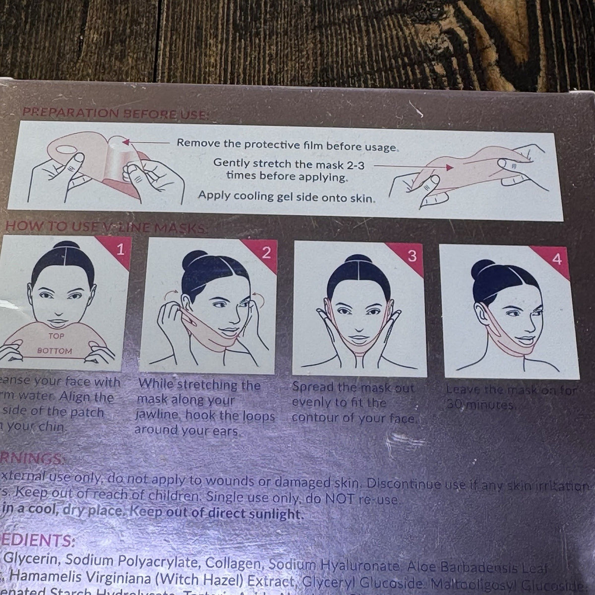 V-Line Lifting Collagen Face Mask with Hyaluronic Acid & Aloe – 4 Pack