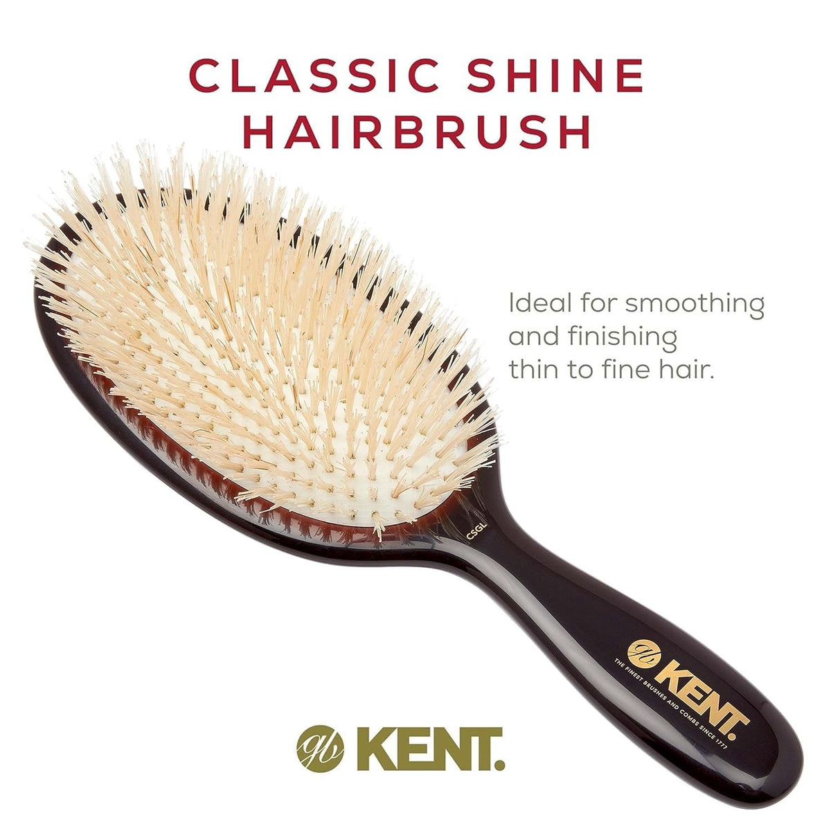 Large Oval Cushion Hair Straightening Brush - Natural Boar Bristle, 9 Inch