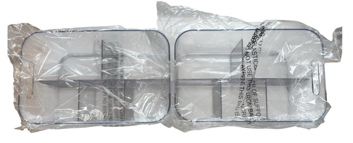 2-Pack 5-Compartment Clear Plastic Storage Bins for Art Supplies & Cosmetics