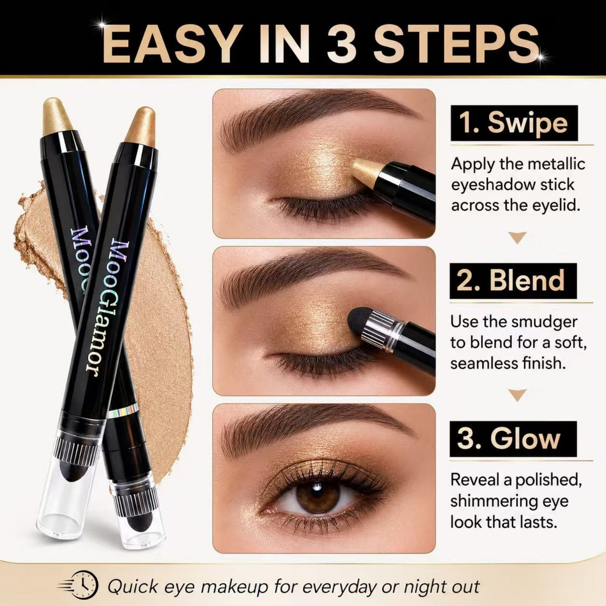 6 Pack Eyeshadow Stick Set with Shimmer and Waterproof Formula