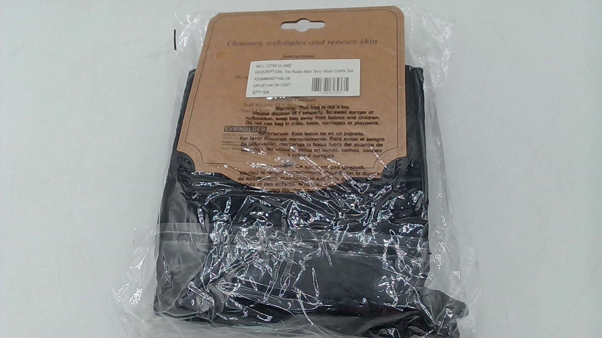 Dual-Sided Black Terry Wash Cloths for Face and Body - Exfoliating & Cleansing