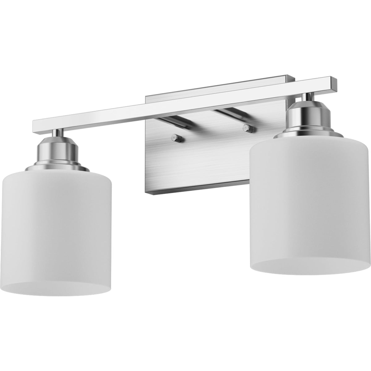 2-Light Bathroom Vanity Light Fixture, Brushed Nickel Modern Wall Sconce with White Glass Shades