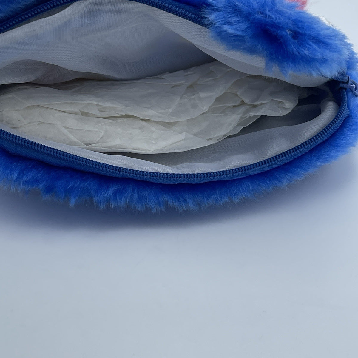 Faux Fur Kitty Makeup Cosmetic Bag with Embroidered Details - 7x6.5 Inches