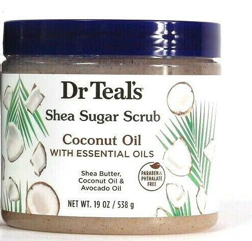 1 Count Dr Teal's 19 Oz Coconut Oil Essential Oils Shea Butter Sugar