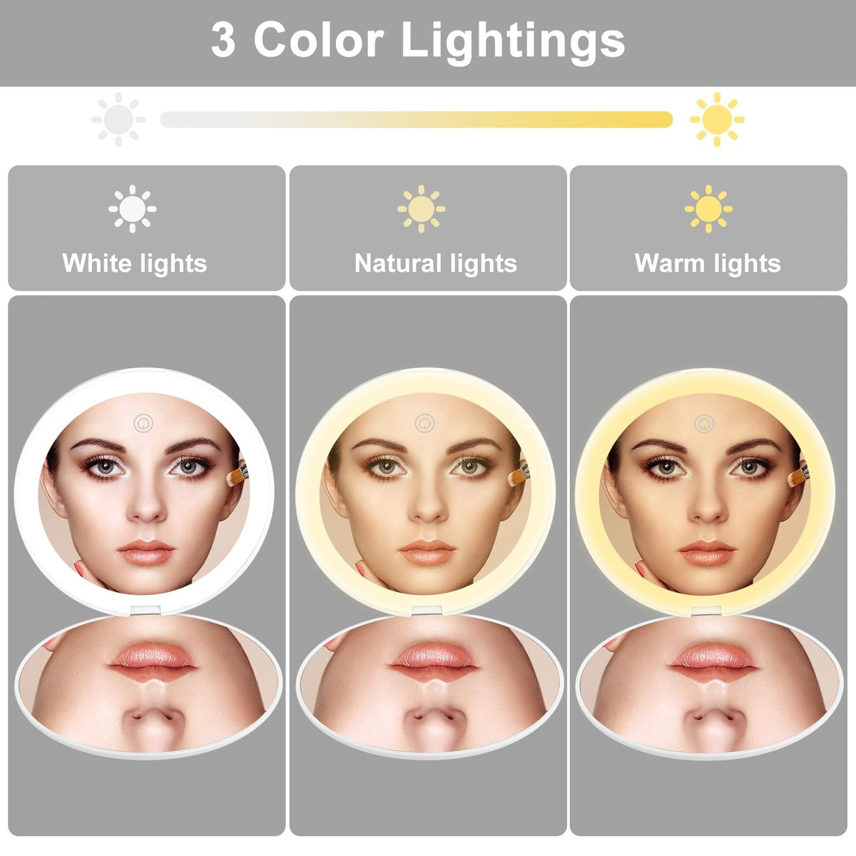 LED Compact Travel Mirror with 3X Magnification and Bright LED Lights