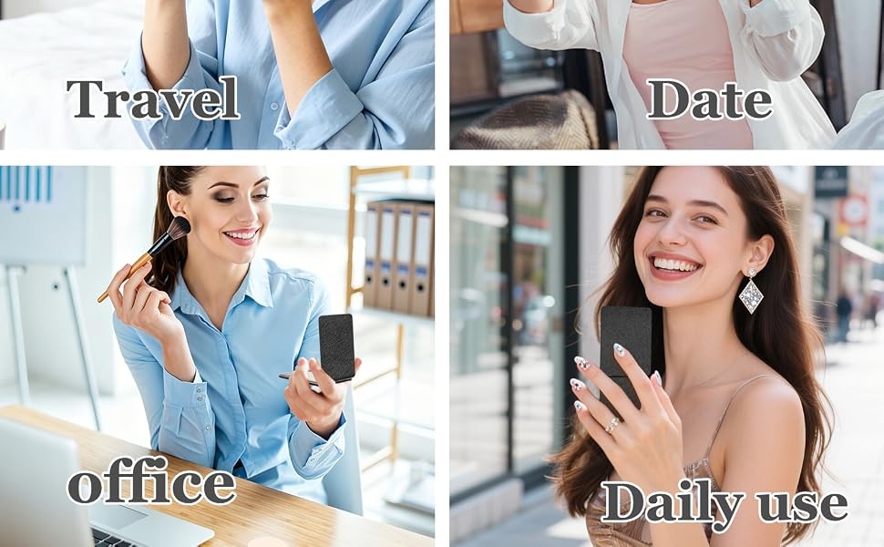 Travel Makeup Mirror Set 2-Pack - Compact Dual-Sided Folding Design