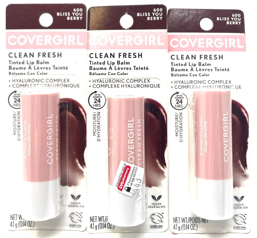 Covergirl Tinted Lip Balm Set - Sealed 0.14 oz Bliss You Berry (3 Pack)