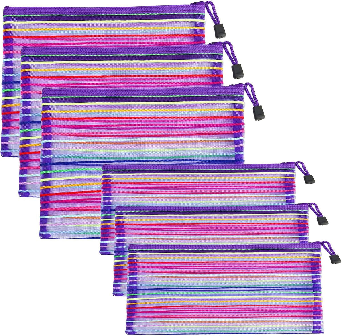 Mesh Makeup Bags with Zipper 6-Pack Nylon Travel Cosmetic Organizer
