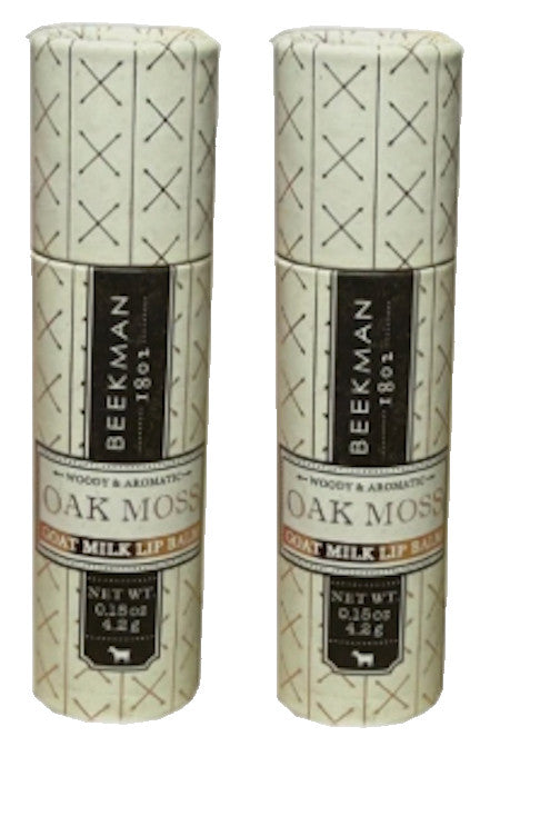 Beekman Oak Moss Goat Milk Lip Balm Set - Moisturizing Lip Care, 2 Tubes