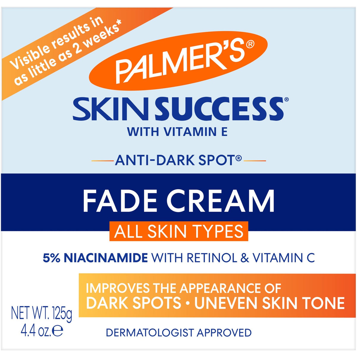 Anti-Dark Spot Fade Cream for Face - Brightening & Skin Tone Corrector, 4.4oz