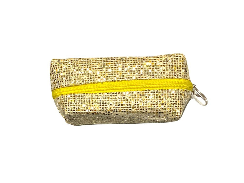 4-Inch Light Gold Sequin Mini Cosmetic Bag with Key Ring