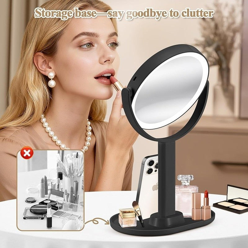 Lighted Makeup Mirror with 30X Magnification and Adjustable Brightness - 360° Rotation