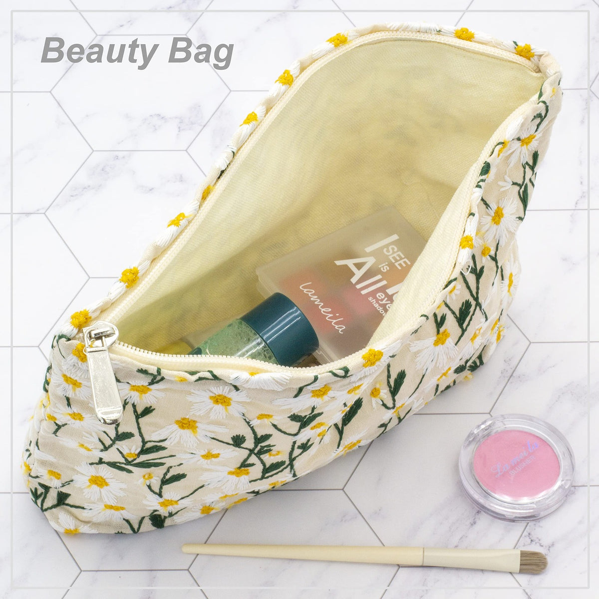Large Canvas Makeup Bag Organizer with Zipper – Travel Pouch for Purse Essentials