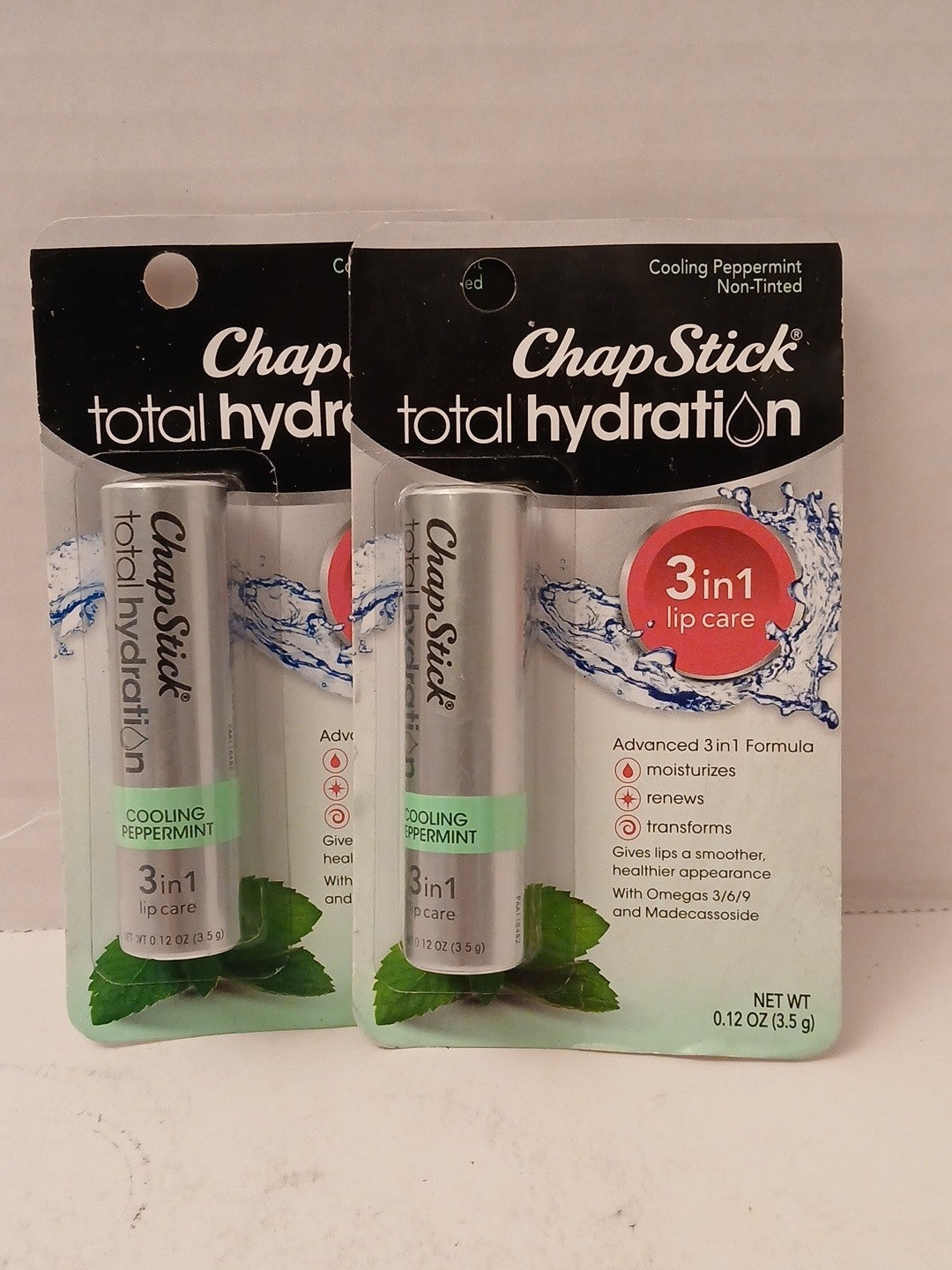 Lip Balm Set - Cooling Peppermint Hydration 3-in-1 Lip Care, 0.12 oz Each