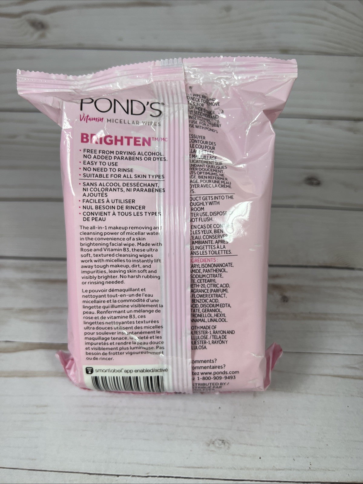Pond's Brightening Vitamin Micellar Wipes Rose & B3 3-Pack - Makeup Remover